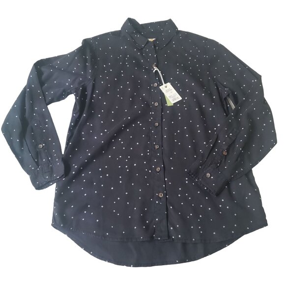 Marine Layer Sahara LS Relaxed womens Shirt Starry print sz medium black button - Picture 4 of 16